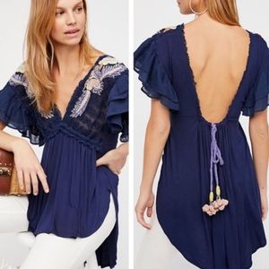 NWOT!!!Free People Navy Blue Fiesta Nueva Tunic   